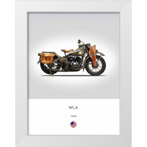 Harley Davidson WLA 1942 White Modern Wood Framed Art Print by Rogan, Mark