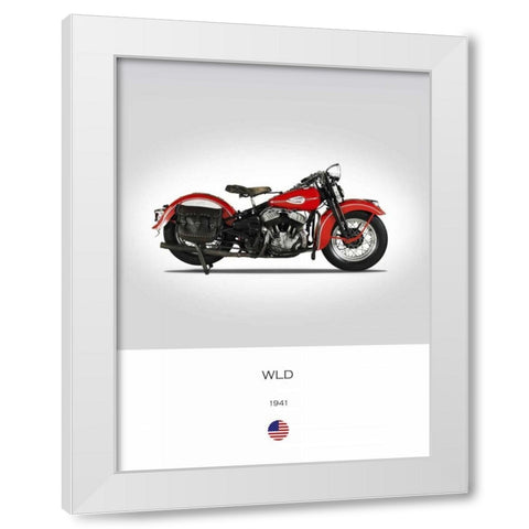 Harley Davidson WLD 1941 White Modern Wood Framed Art Print by Rogan, Mark