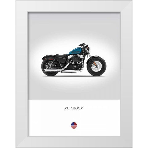 Harley Davidson XL 1200X Forty White Modern Wood Framed Art Print by Rogan, Mark
