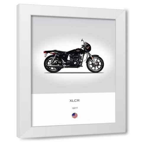Harley Davidson XLCR 1977 White Modern Wood Framed Art Print by Rogan, Mark
