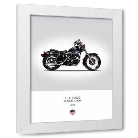 Harley Davidson XLH1000 Sports White Modern Wood Framed Art Print by Rogan, Mark