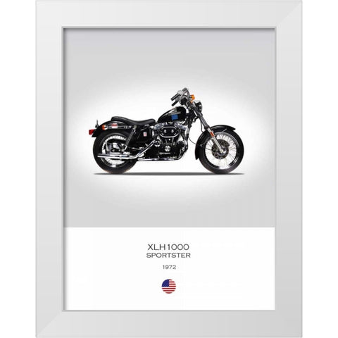 Harley Davidson XLH1000 Sports White Modern Wood Framed Art Print by Rogan, Mark