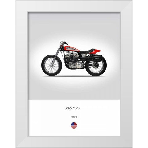 Harley Davidson XR 750 1972 White Modern Wood Framed Art Print by Rogan, Mark
