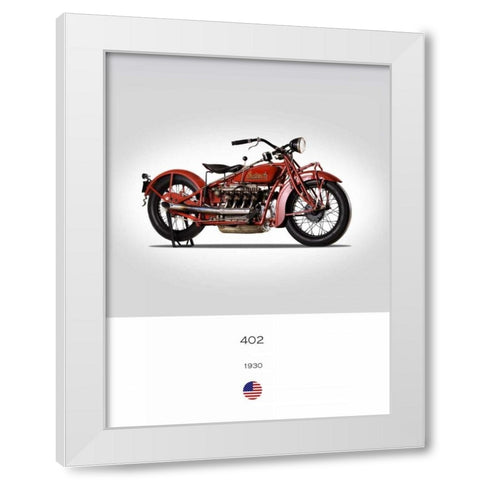 Indian 402 1930 White Modern Wood Framed Art Print by Rogan, Mark