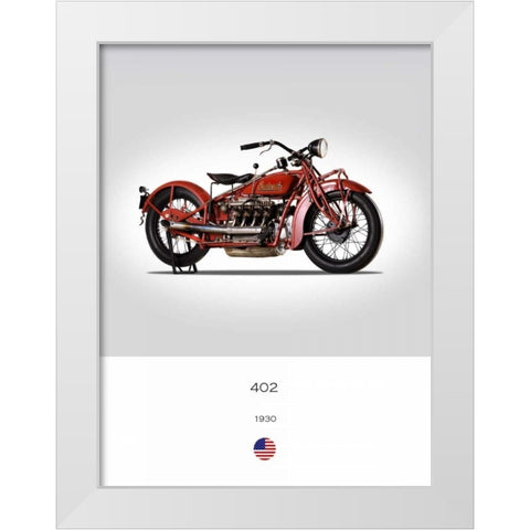 Indian 402 1930 White Modern Wood Framed Art Print by Rogan, Mark