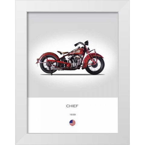 Indian Chief 1939 White Modern Wood Framed Art Print by Rogan, Mark