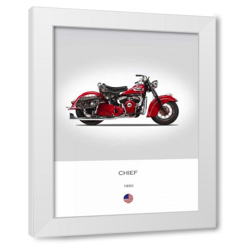 Indian Chief 1950 White Modern Wood Framed Art Print by Rogan, Mark