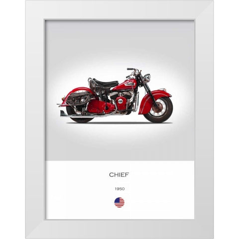 Indian Chief 1950 White Modern Wood Framed Art Print by Rogan, Mark