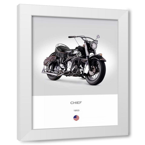 Indian Chief RoadMaster 1953 White Modern Wood Framed Art Print by Rogan, Mark