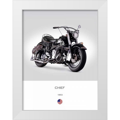Indian Chief RoadMaster 1953 White Modern Wood Framed Art Print by Rogan, Mark