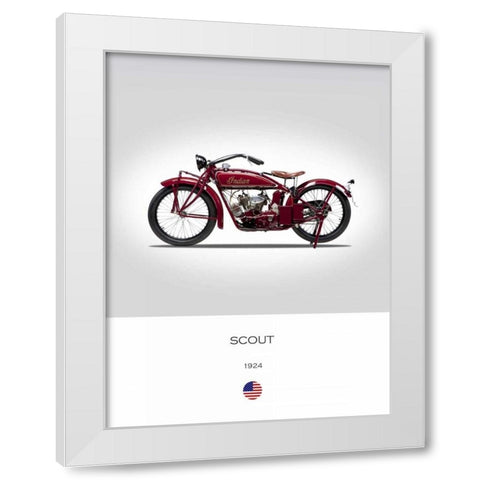Indian Scout 1924 White Modern Wood Framed Art Print by Rogan, Mark