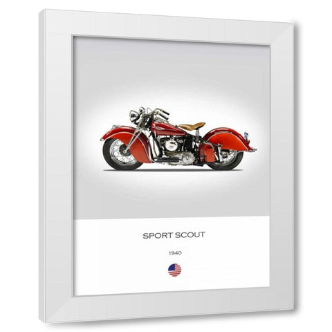 Indian Sport Scout 1940 White Modern Wood Framed Art Print by Rogan, Mark