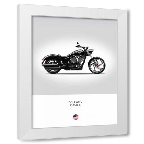 Victory Vegas 8 Ball White Modern Wood Framed Art Print by Rogan, Mark