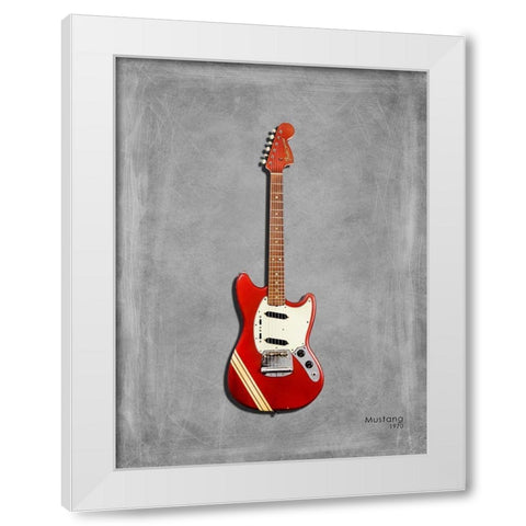 Fender Mustang 1970 White Modern Wood Framed Art Print by Rogan, Mark