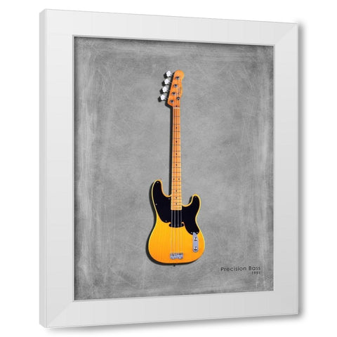 Fender Precision Bass 51 White Modern Wood Framed Art Print by Rogan, Mark