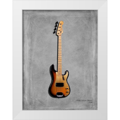 Fender Precision Bass 58 White Modern Wood Framed Art Print by Rogan, Mark