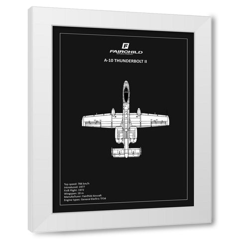 BP A-10 Thunderbolt 2 Black  White Modern Wood Framed Art Print by Rogan, Mark