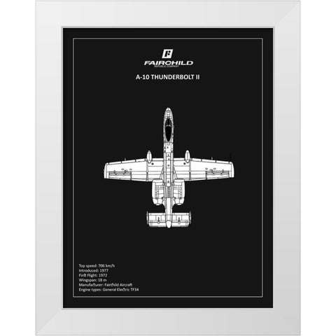 BP A-10 Thunderbolt 2 Black  White Modern Wood Framed Art Print by Rogan, Mark