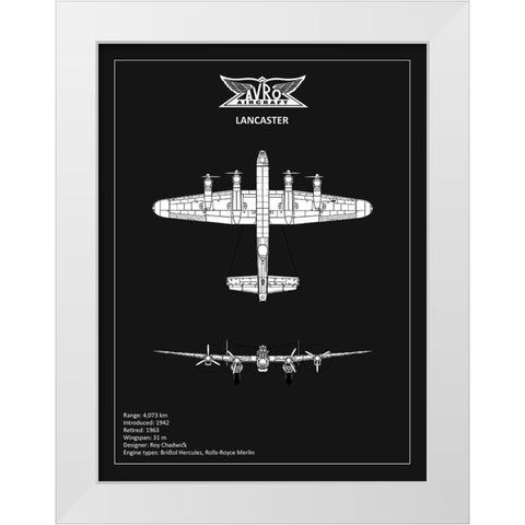 BP Avro Lancaster Black  White Modern Wood Framed Art Print by Rogan, Mark