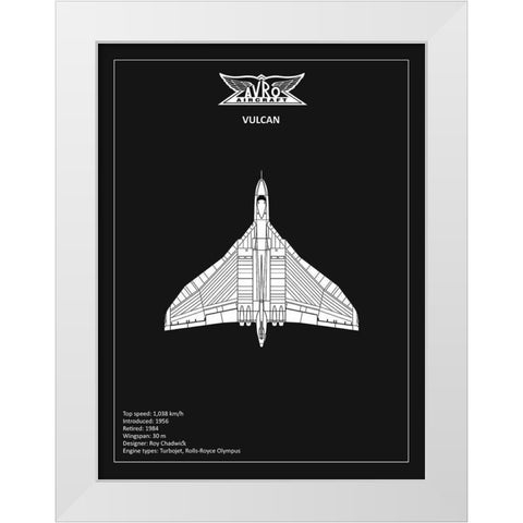 BP Avro Vulcan Black  White Modern Wood Framed Art Print by Rogan, Mark