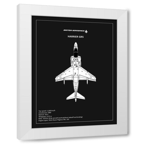 BP BAE HarrierGR5 Black  White Modern Wood Framed Art Print by Rogan, Mark