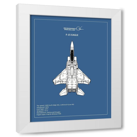 BP F15 Eagle  White Modern Wood Framed Art Print by Rogan, Mark
