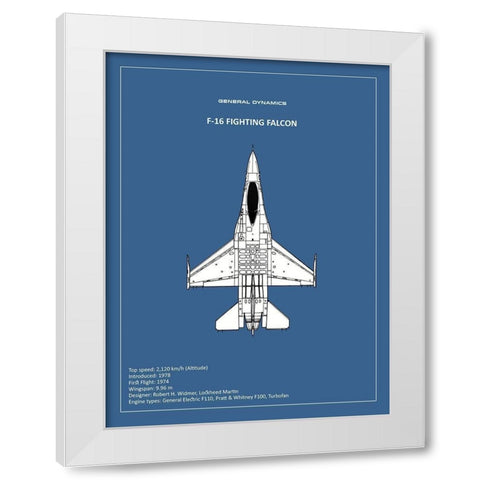 BP F-16 Fighting Falcon  White Modern Wood Framed Art Print by Rogan, Mark