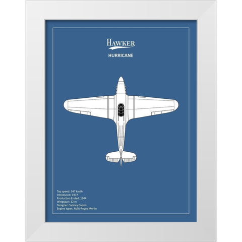 BP Hawker Hurricane  White Modern Wood Framed Art Print by Rogan, Mark