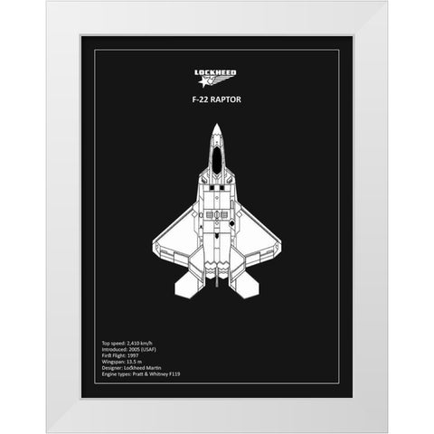 BP LOCKHEED F117 Nighthawk Black  White Modern Wood Framed Art Print by Rogan, Mark