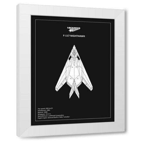 BP Lockheed F22 Raptor Black  White Modern Wood Framed Art Print by Rogan, Mark