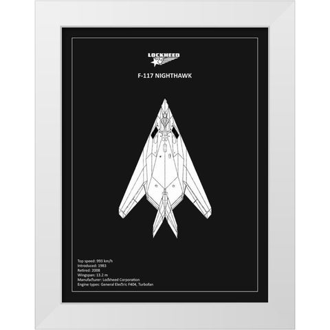 BP Lockheed F22 Raptor Black  White Modern Wood Framed Art Print by Rogan, Mark