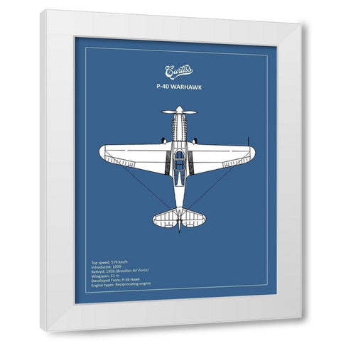 BP P-40 Warhawk  White Modern Wood Framed Art Print by Rogan, Mark