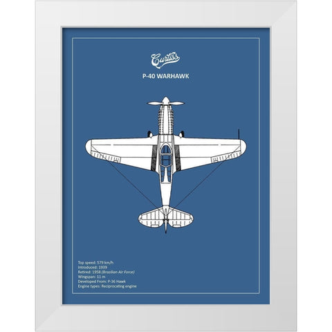 BP P-40 Warhawk  White Modern Wood Framed Art Print by Rogan, Mark
