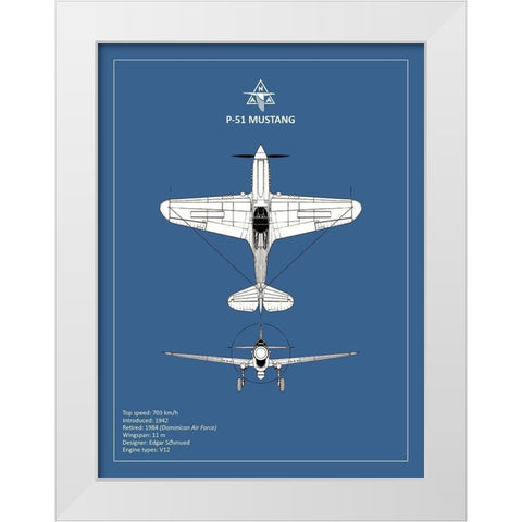 BP P-51 Mustang  White Modern Wood Framed Art Print by Rogan, Mark