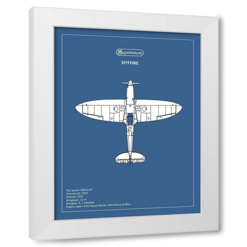 BP Supermarine Spitfire  White Modern Wood Framed Art Print by Rogan, Mark