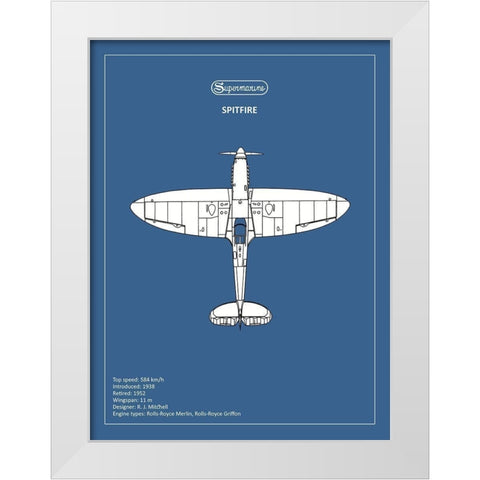 BP Supermarine Spitfire  White Modern Wood Framed Art Print by Rogan, Mark