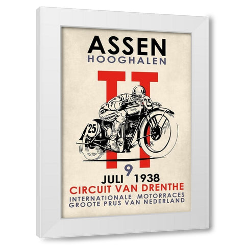 Assen TT Motorcycle Races 1938 White Modern Wood Framed Art Print by Rogan, Mark