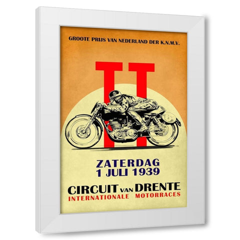 Circuit van Drente TT 1939 White Modern Wood Framed Art Print by Rogan, Mark