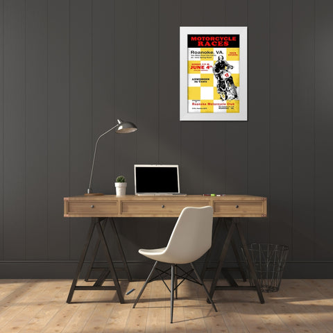 Motorcycle Hill Climb White Modern Wood Framed Art Print by Rogan, Mark
