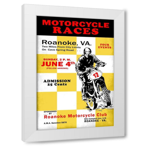 Motorcycle Hill Climb White Modern Wood Framed Art Print by Rogan, Mark