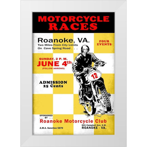 Motorcycle Hill Climb White Modern Wood Framed Art Print by Rogan, Mark