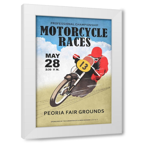 Motor-Cycle Races Roanoke White Modern Wood Framed Art Print by Rogan, Mark