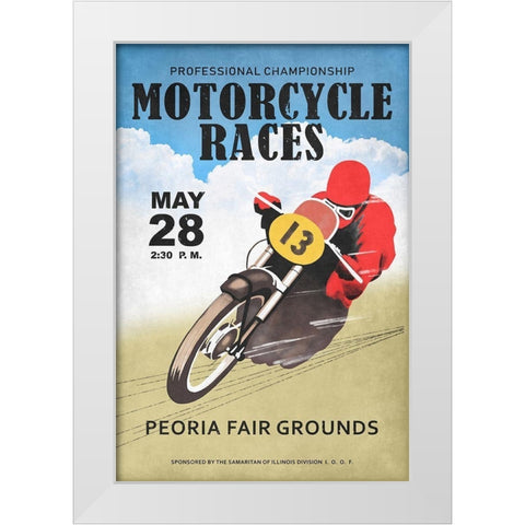 Motor-Cycle Races Roanoke White Modern Wood Framed Art Print by Rogan, Mark