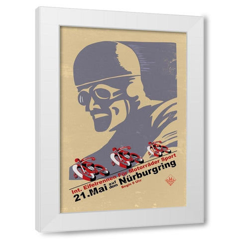 Nurburgring Vintage Racing White Modern Wood Framed Art Print by Rogan, Mark