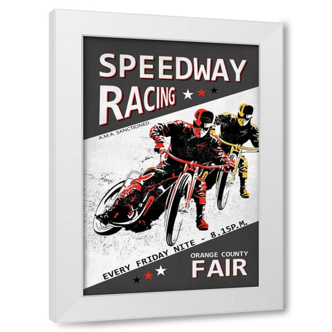 Speedway Racing OC Fair White Modern Wood Framed Art Print by Rogan, Mark
