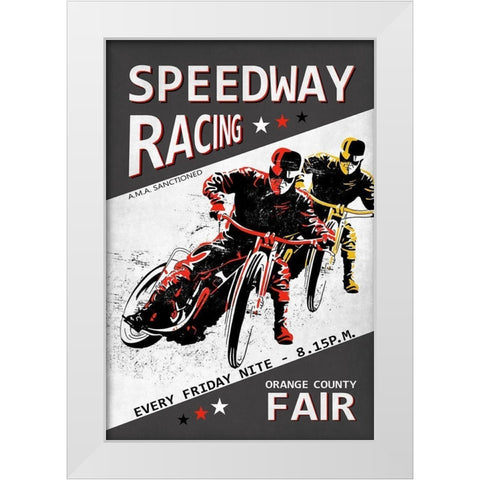 Speedway Racing OC Fair White Modern Wood Framed Art Print by Rogan, Mark