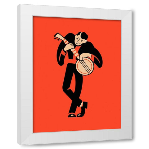The Banjo White Modern Wood Framed Art Print by Rogan, Mark