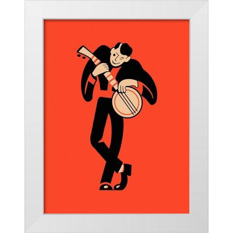 The Banjo White Modern Wood Framed Art Print by Rogan, Mark
