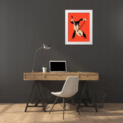 The Cello White Modern Wood Framed Art Print by Rogan, Mark