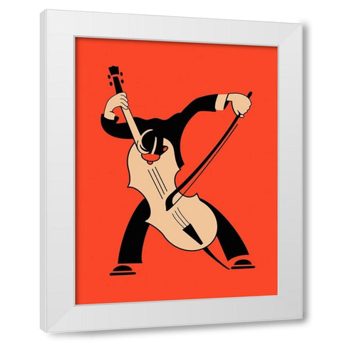 The Cello White Modern Wood Framed Art Print by Rogan, Mark